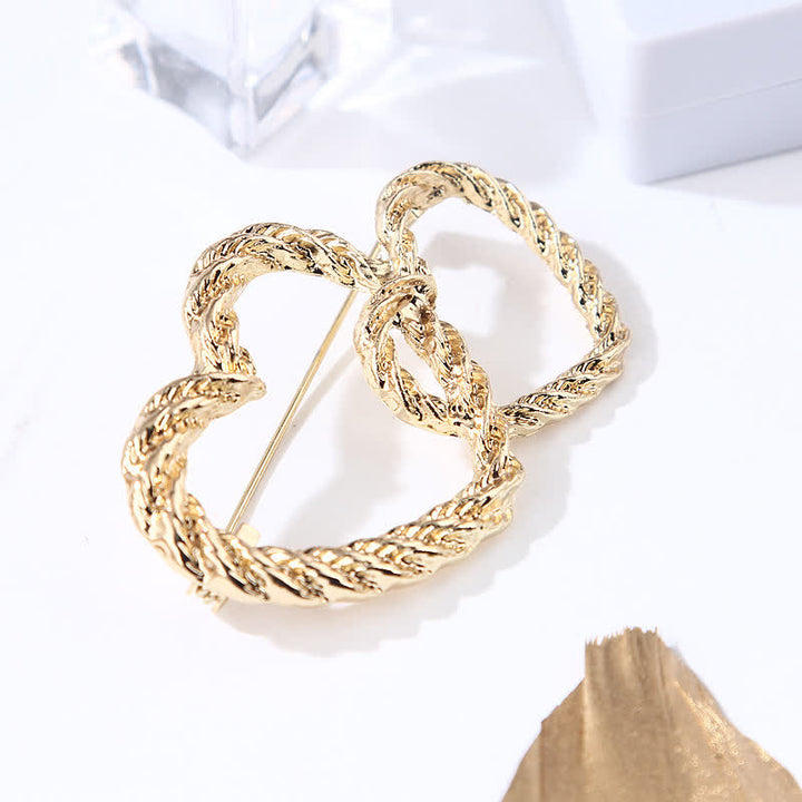 Broche double amour cœur à cœur pour femme