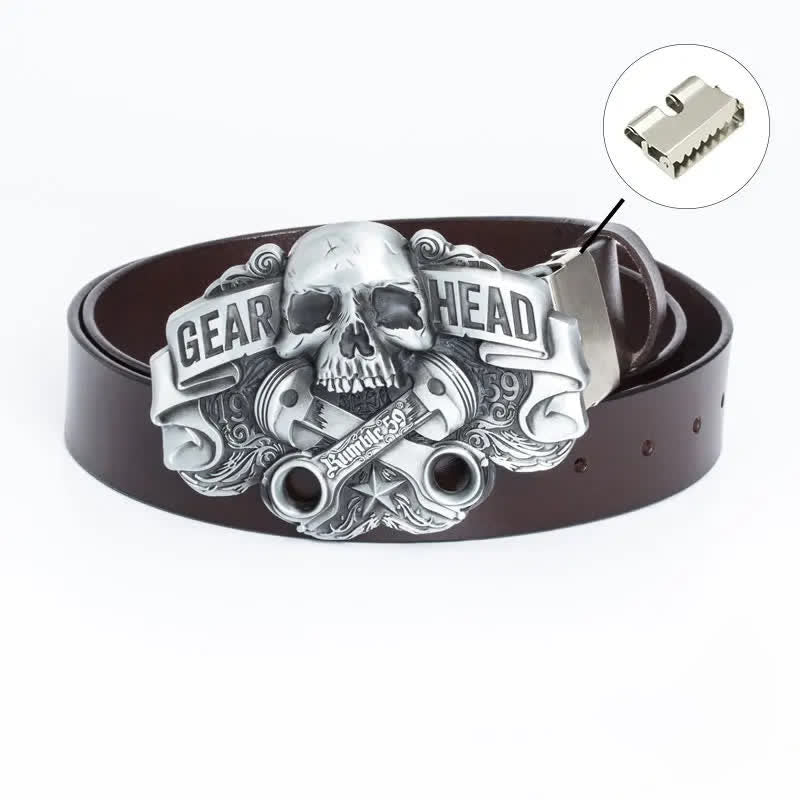Ceinture en cuir punk fantaisie pour homme avec tête de mort