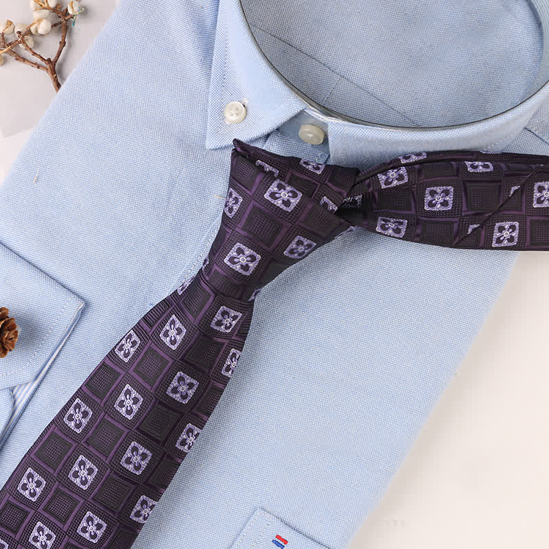 Cravate à motifs floraux géométriques vintage pour homme 