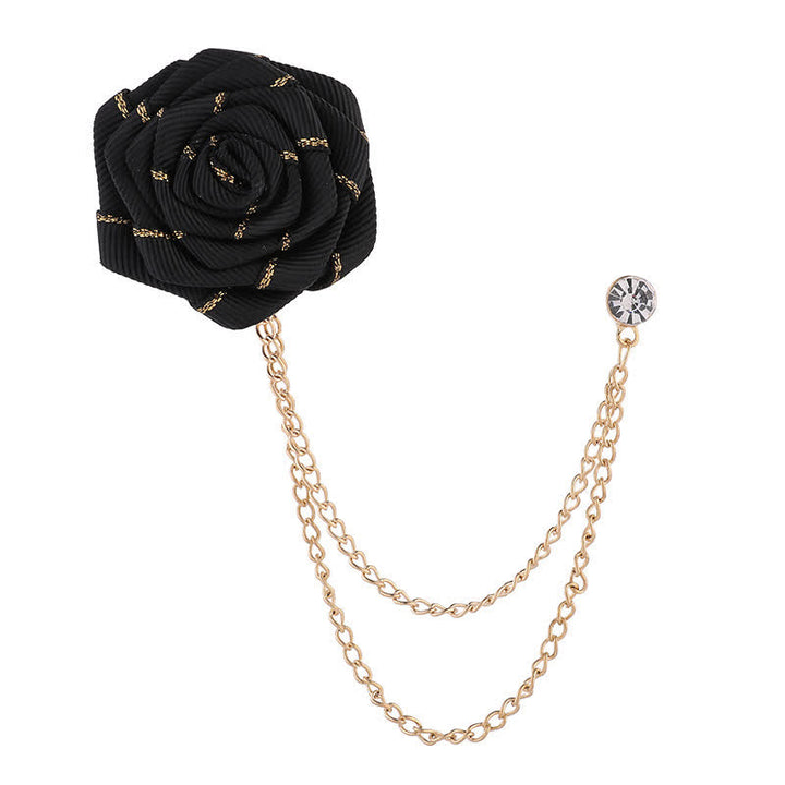 Charmante broche à chaîne en forme de rose florale pour homme