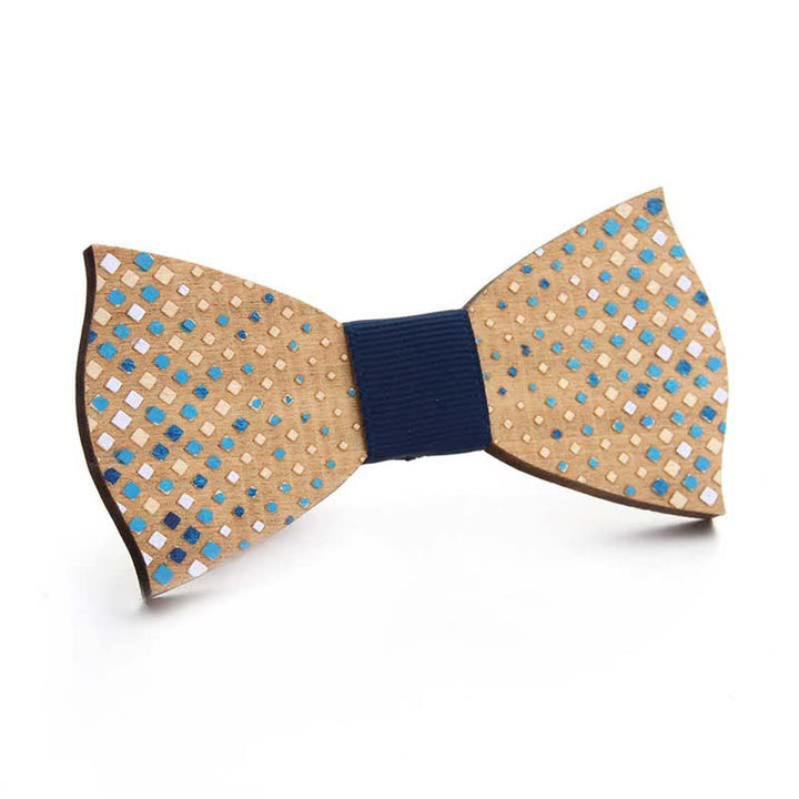 Noeud papillon en bois pour homme avec peinture de pièces de puzzle