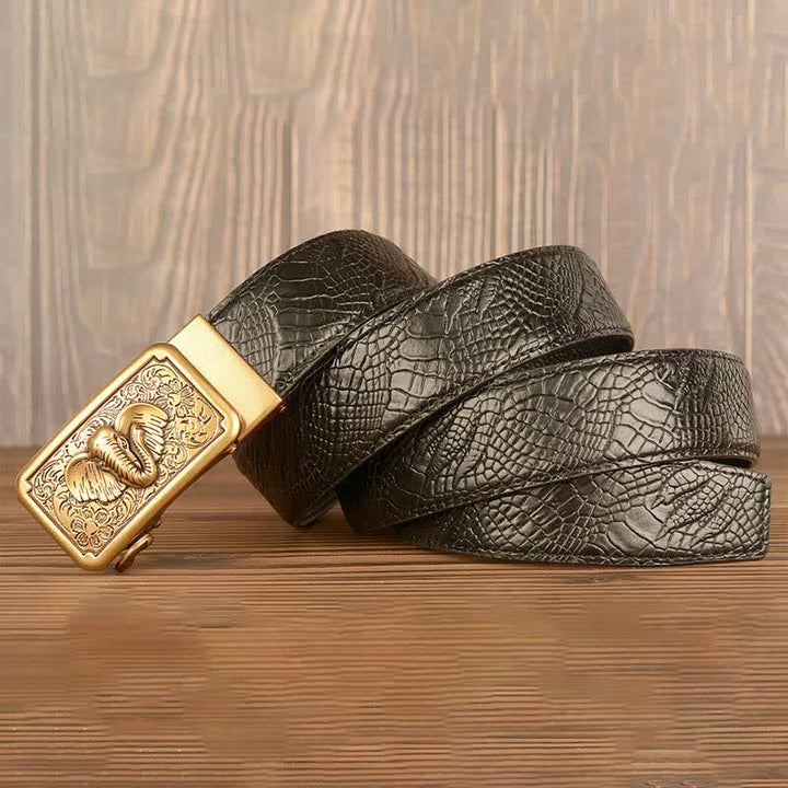 Ceinture en cuir à motif alligator éléphant punk pour homme