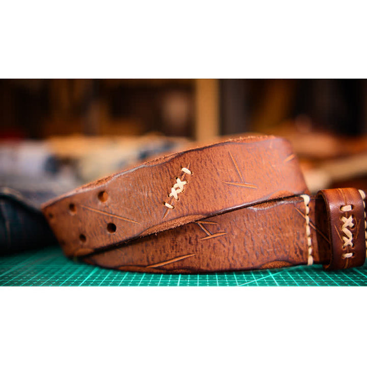 Ceinture large en cuir à double boucle pour homme