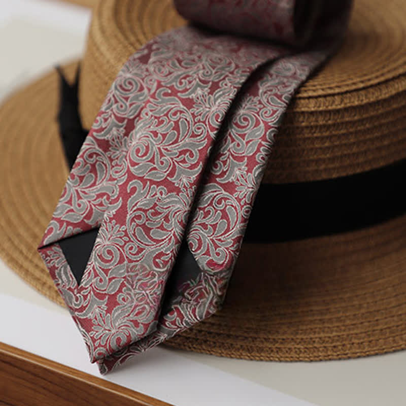 Cravate pour homme à motif vignes mystérieuses exotiques rose et gris