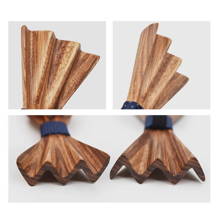 Nœud papillon en bois plié 3D stéréo marron pour homme