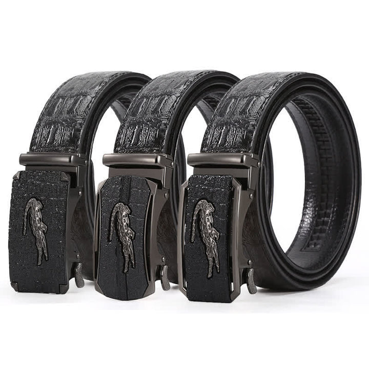 Ceinture en cuir à boucle en relief crocodile pour homme