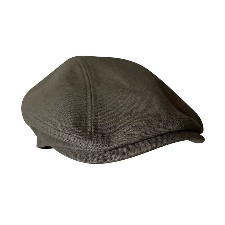 Casquette plate béret respirante en lin vert armée