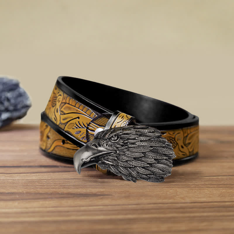 Ceinture en cuir à boucle tête d'aigle à tête blanche 3D DIY pour homme