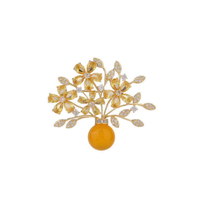 Broche vase bouquet de fleurs pour femme