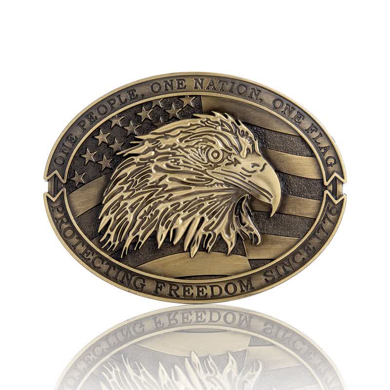 Ceinture en cuir à boucle patriotique pour homme avec drapeau américain et aigle à tête blanche