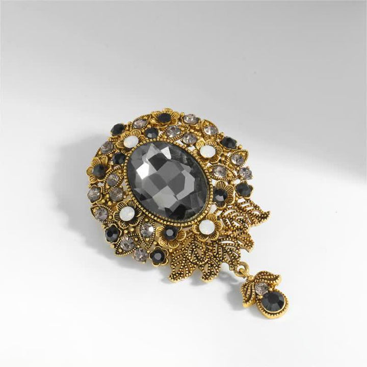 Broche ronde en cristal Boheimia pour femme avec goutte d'eau