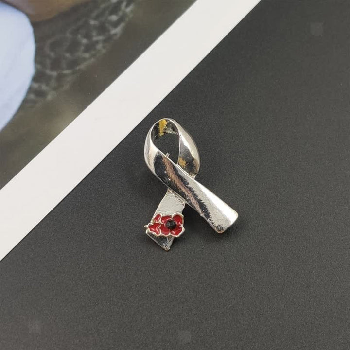 Broche coquelicot unisexe avec ruban de sensibilisation aux maladies