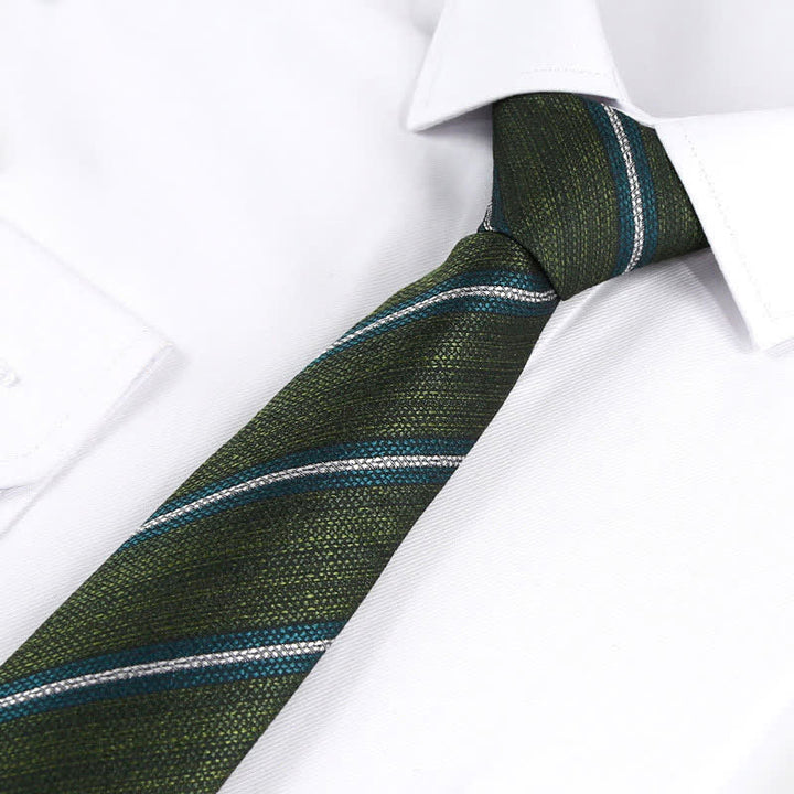 Cravate moderne à rayures texturées pour homme - Vert - image 10