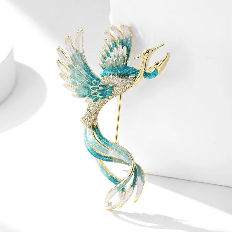 Broche phénix volant à deux têtes pour femme