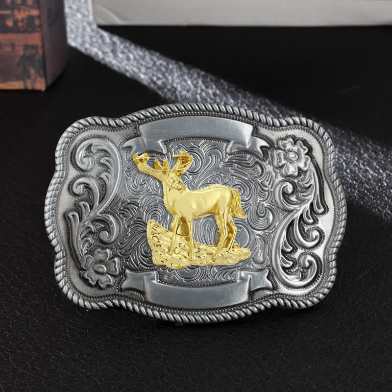 Ceinture en cuir à boucle animalière sculptée en or pour homme - Cerf - Sans ceinture - image 28