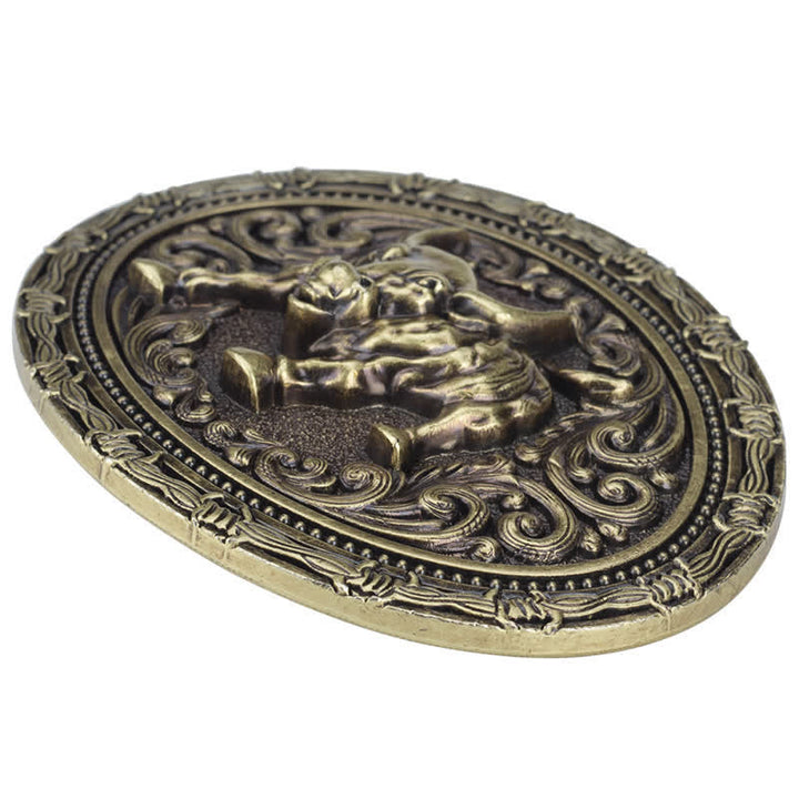 Ceinture en cuir à boucle pour homme avec motif de taureau de cow-boy