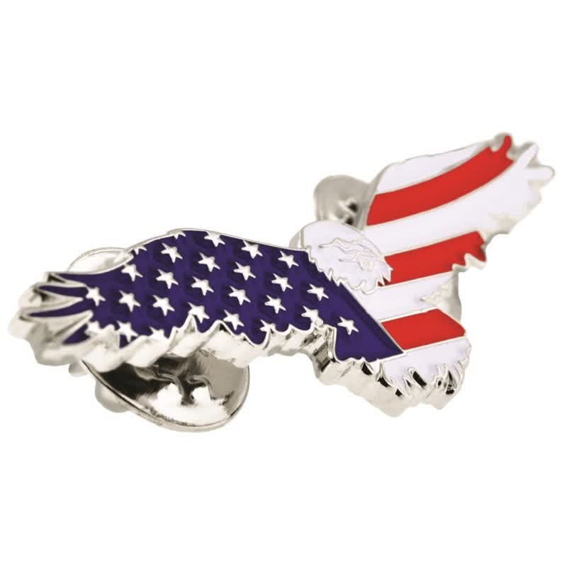 Broche en émail pour homme représentant un vautour avec le drapeau américain