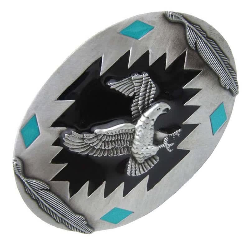 Ceinture en cuir à boucle pour homme avec motif aigle volant occidental