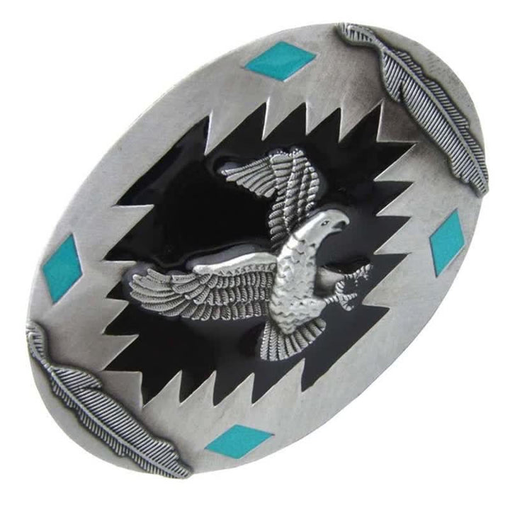 Ceinture en cuir à boucle pour homme avec motif aigle volant occidental