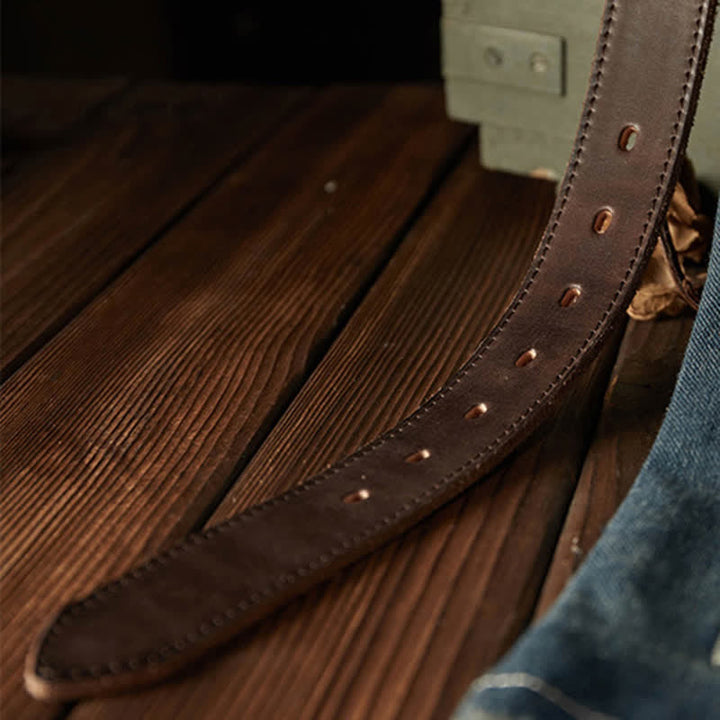 Ceinture en cuir de cow-boy texturée classique pour homme
