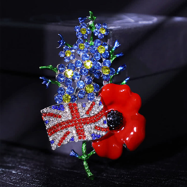 Broche coquelicot multicolore unisexe avec drapeau de l'Union