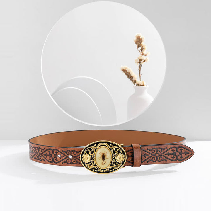 Ceinture en cuir avec boucle scorpion phosphorescente pour homme
