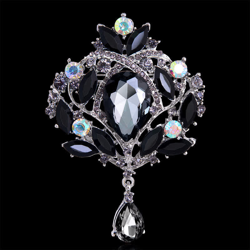 Broche en forme de goutte d'eau en forme de bouton floral brillant pour femme