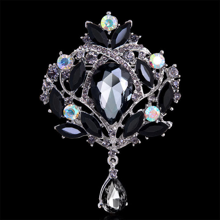 Broche en forme de goutte d'eau en forme de bouton floral brillant pour femme