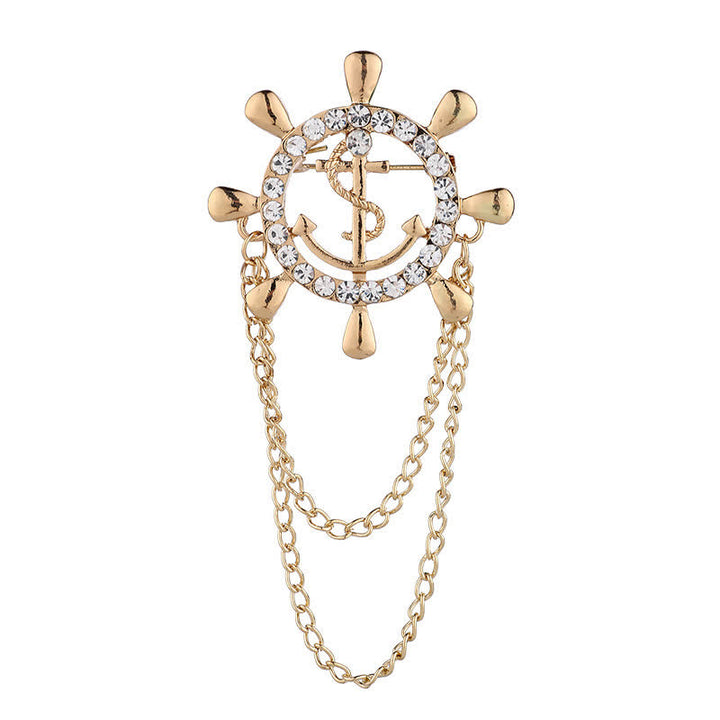 Broche pour homme représentant une chaîne d'ancre de roue de navire de la marine