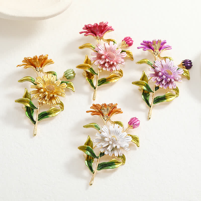 Broche créative à motif de marguerite florale pour femme