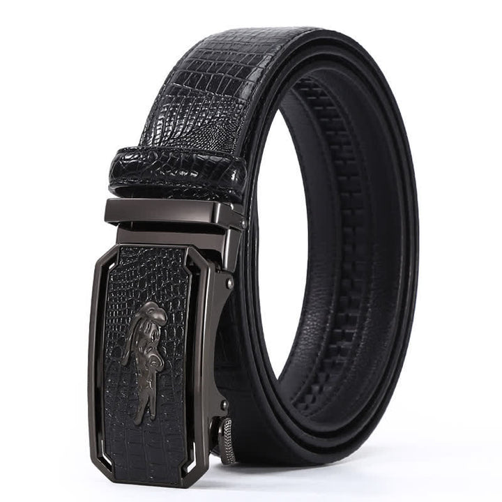 Ceinture en cuir à boucle automatique pour homme, motif crocodile
