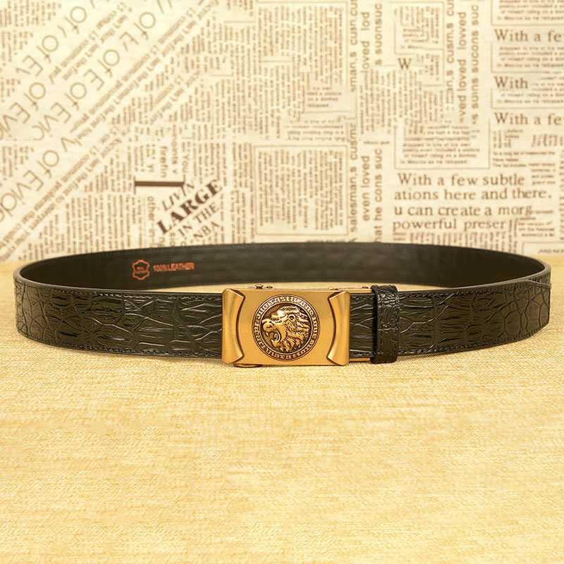 Ceinture en cuir à motif alligator tête de lion pour homme