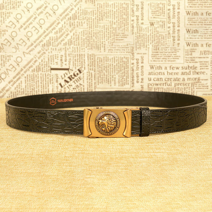 Ceinture en cuir à motif alligator tête de lion pour homme
