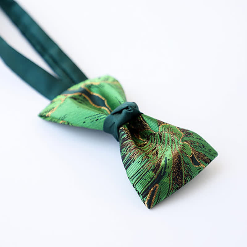 Nœud papillon doré pour homme de la série Green avec motif de carpes koï