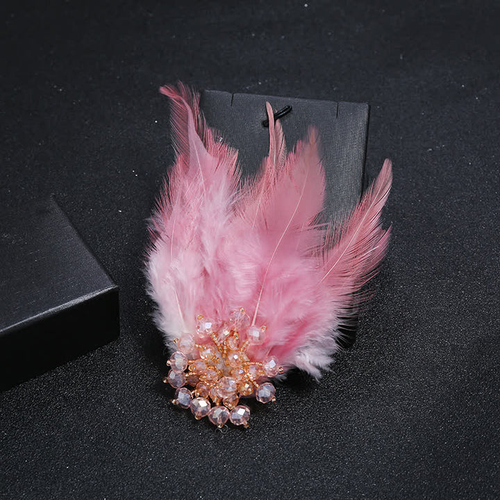 Broche de luxe en cristal avec branches et plumes de flocon de neige pour femme