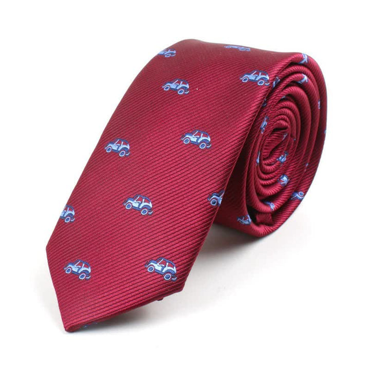 Cravate pour homme à motifs de dessins animés mignons - Voiture rouge - image 20