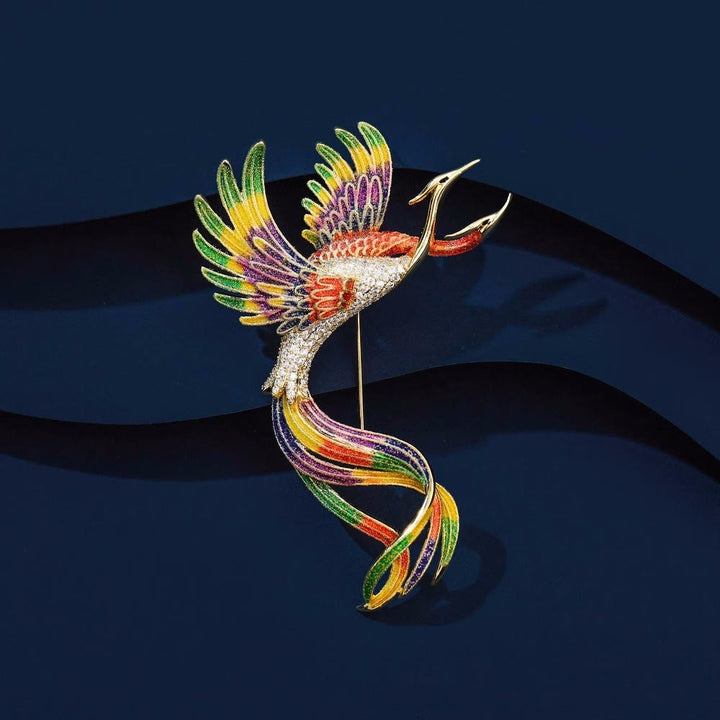 Broche phénix volant à deux têtes pour femme