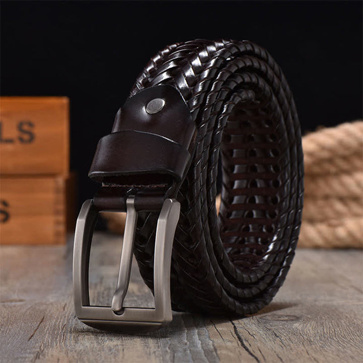 Ceinture en cuir tressée décontractée pour homme