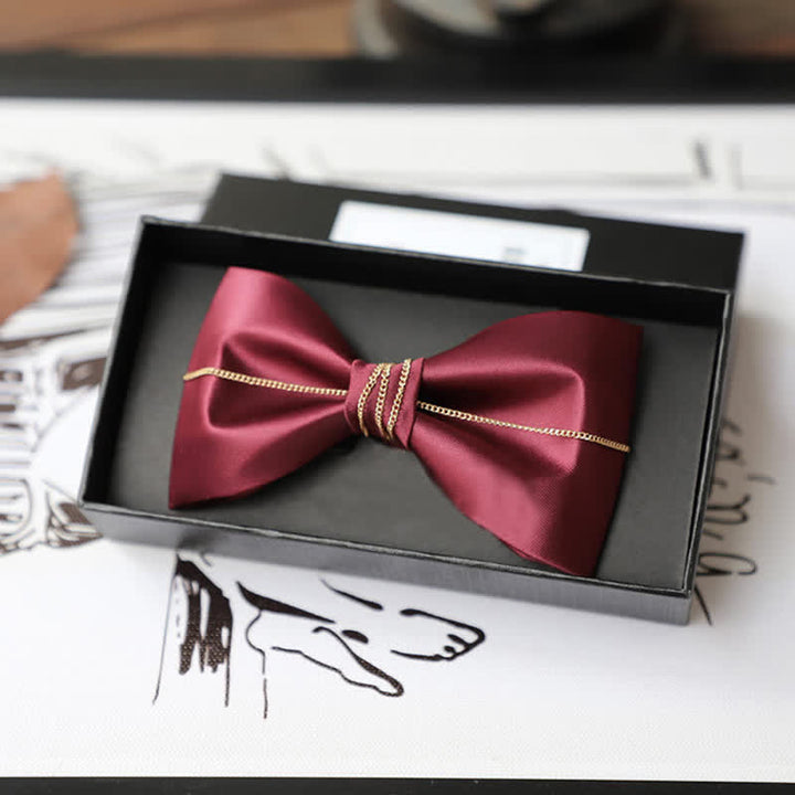 Nœud papillon uni à chaîne Bling pour homme