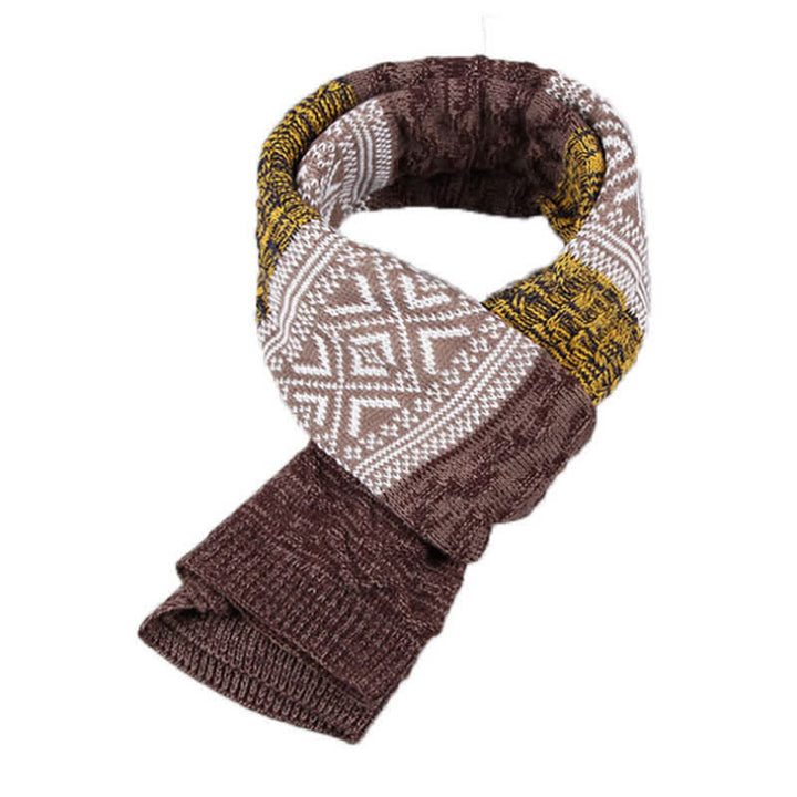 Écharpe en tricot à motif argyle pour homme avec blocs de couleurs