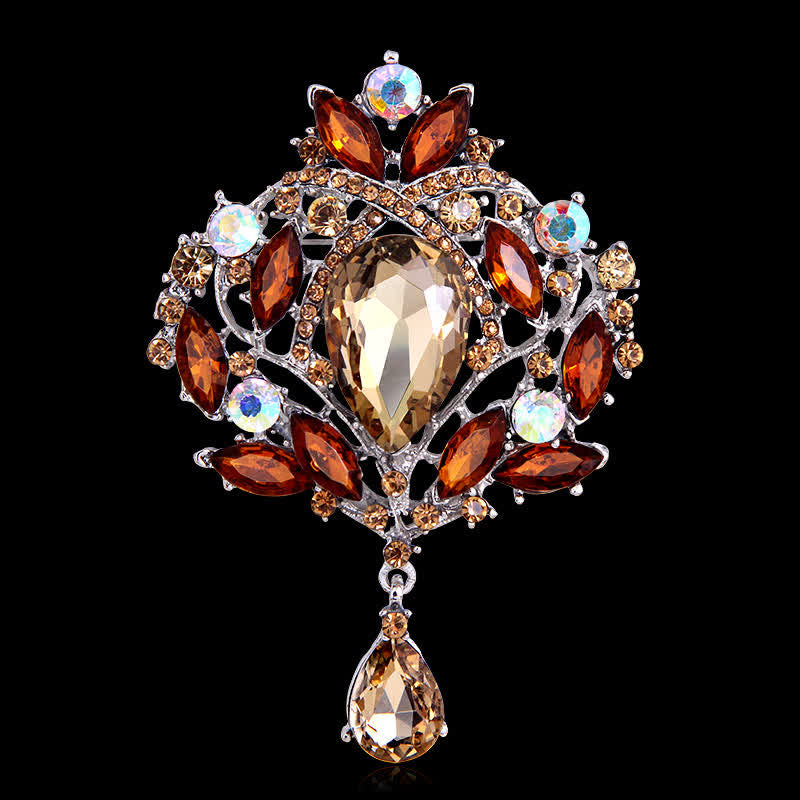 Broche en forme de goutte d'eau en forme de bouton floral brillant pour femme