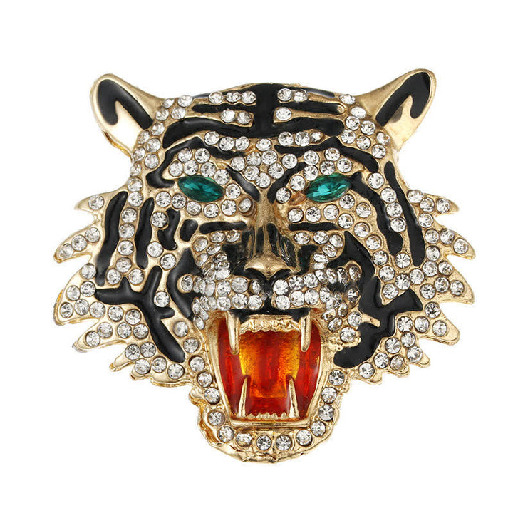 Broche rétro tête de tigre pour homme