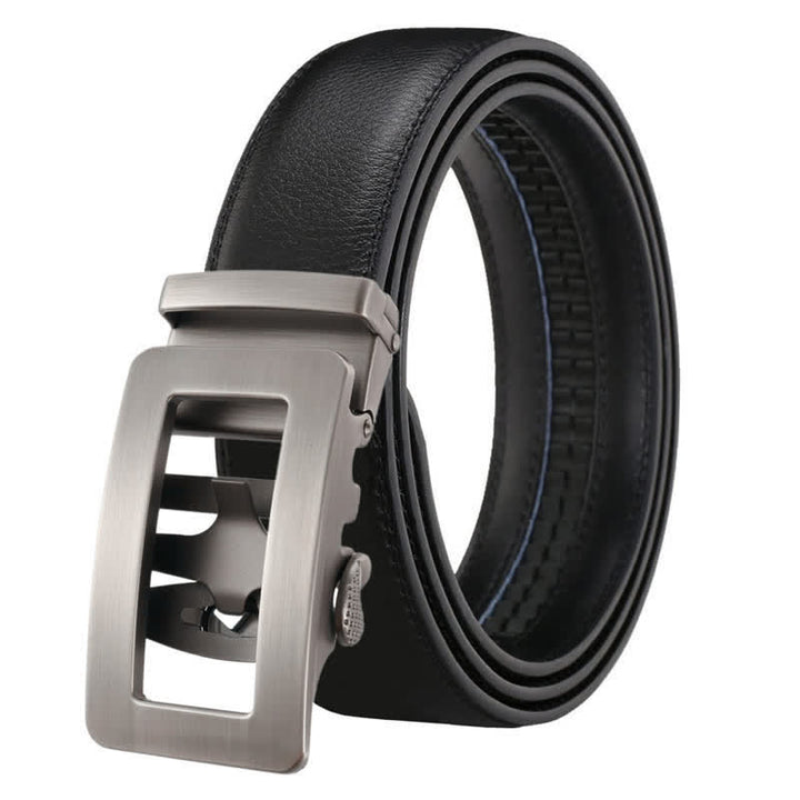 Ceinture en cuir à boucle automatique creuse simple pour homme - Noir - 46 - image 0