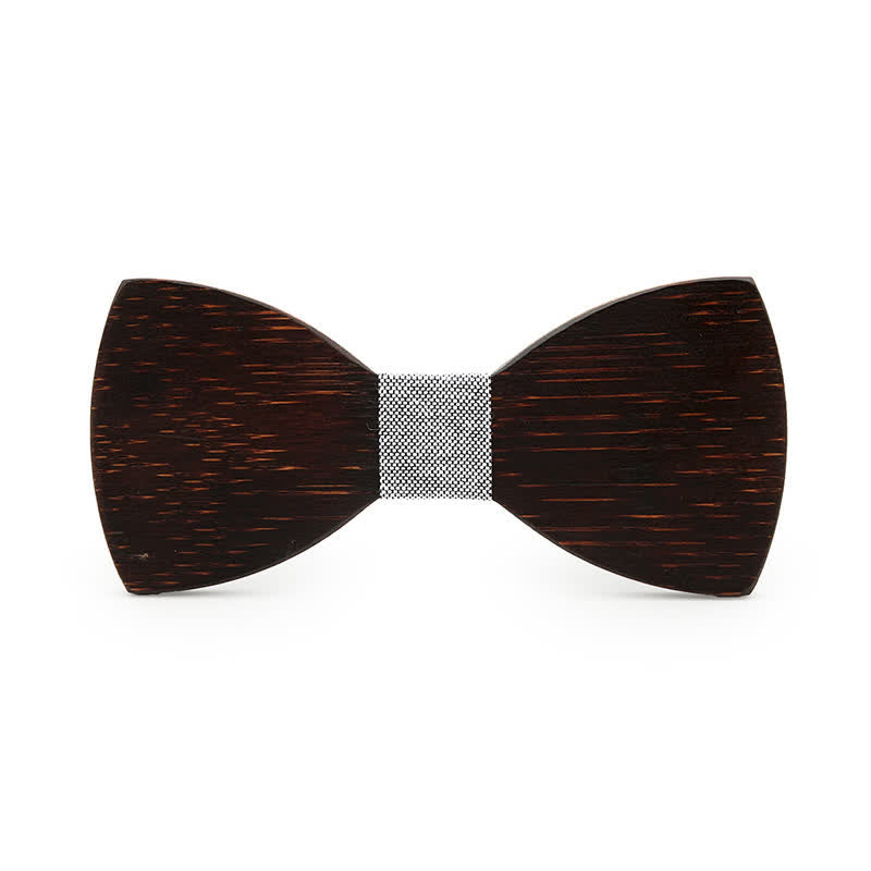 Nœud papillon fantaisie en bois noir pour homme