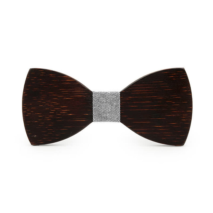 Nœud papillon fantaisie en bois noir pour homme