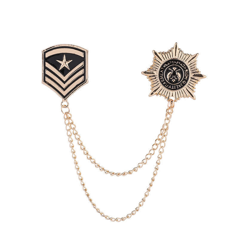 Broche médaille étoile à pampilles britannique pour homme