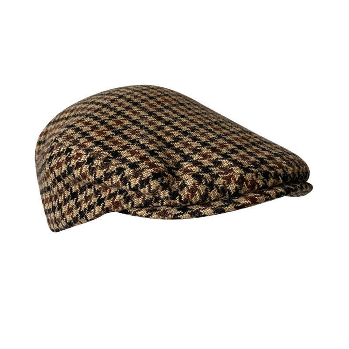 Casquette plaque en tweed à chevrons et à carreaux