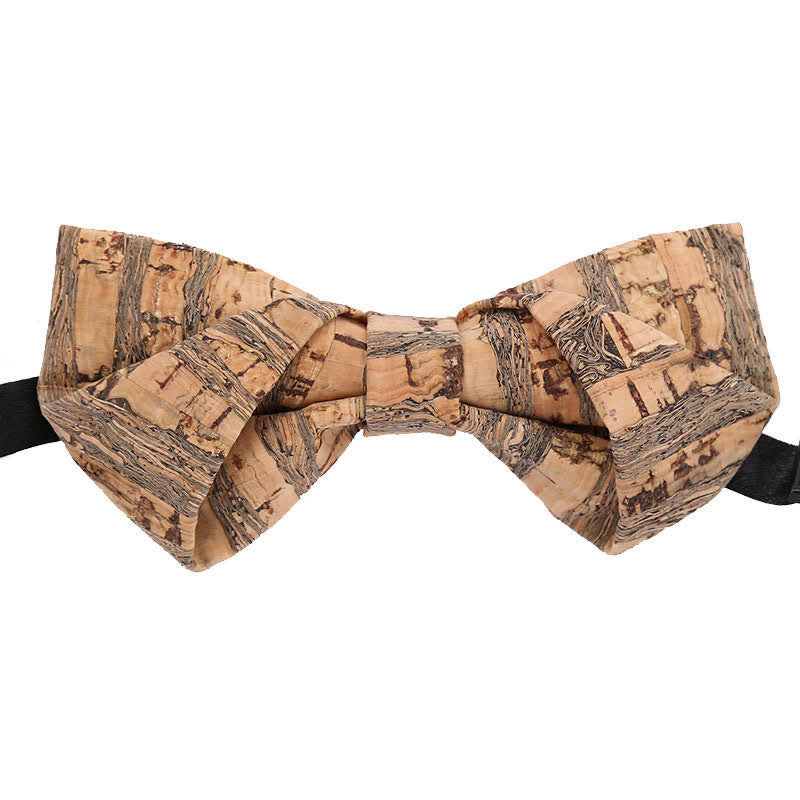 Nœud papillon en bois avec lignes graphiques en liège pour homme