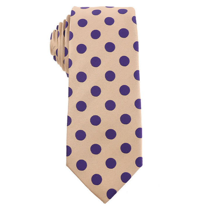 Cravate pour homme de la série British Khaki Champagne - Points violets - image 2