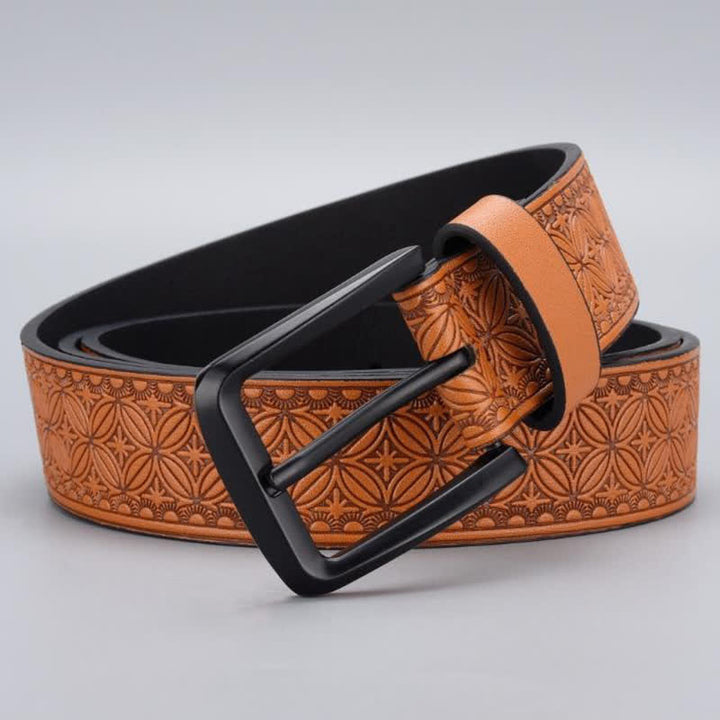 Ceinture en cuir à motif géométrique pour homme